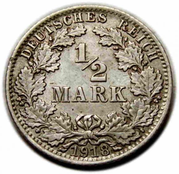 1/2 marki 1918 Wilhelm II Hohenzollern Niemcy Berlin (1)