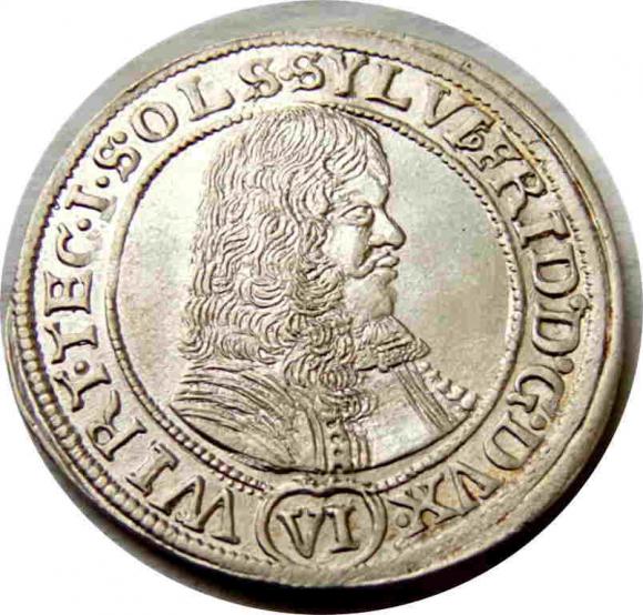 6 krajcarów 1674 Sylwiusz Fryderyk Witemberski Księstwo Oleśnickie Oleśnica (1)