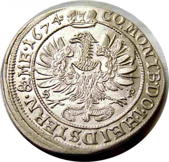 6 krajcarów 1674 Sylwiusz Fryderyk Witemberski Księstwo Oleśnickie Oleśnica (2)
