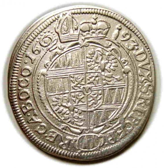 6 krajcarów 1693 Karol II Lichtenstein Ołomuniec (2)