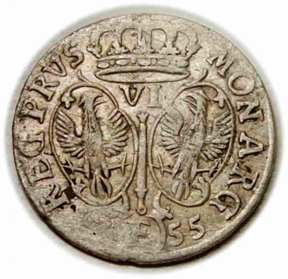 Szóstak 1755 Fryderyk II Wielki Prusy Królewiec (2)
