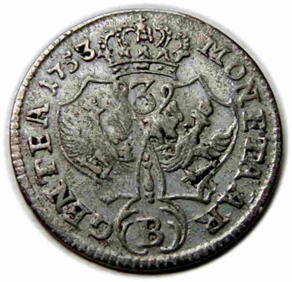 3 krajcary 1753 Fryderyk Wilhelm II Prusy Wrocław (2)