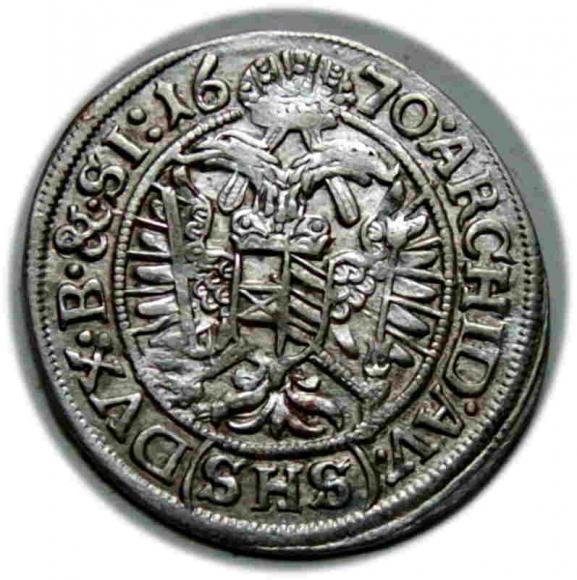 3 krajcary 1670 Leopold I Habsburg Wrocław (2)