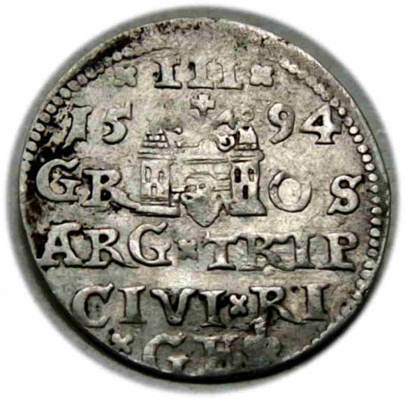 Trojak 1594 Zygmunt III Waza Ryga (2)