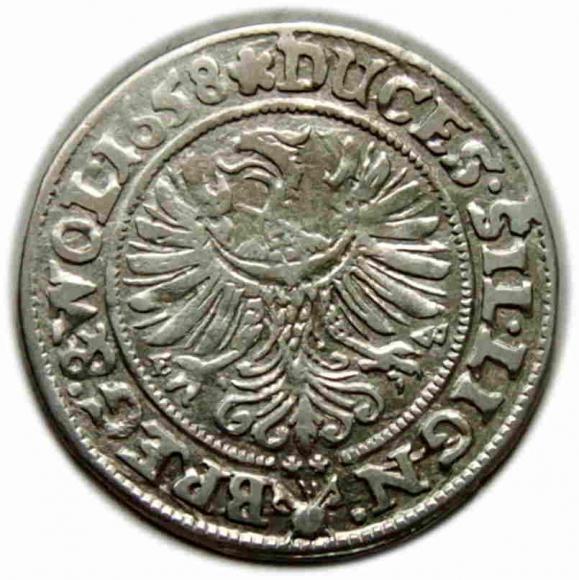 3 krajcary 1658 Jerzy III, Ludwik IV, Chrystian, Księstwo Brzesko - Legnicko - Wołowskie Brzeg (1)