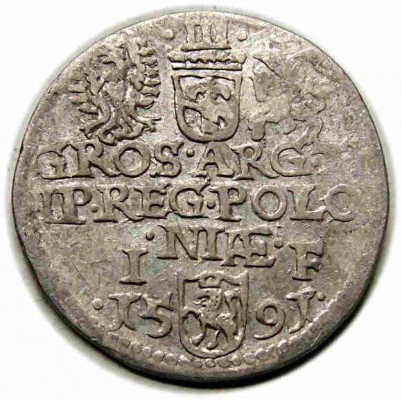Trojak 1591 Zygmunt III Waza Olkusz (2)