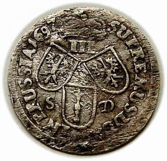 Trojak 1697 Fryderyk III Brandenburski Prusy Królewiec (2)
