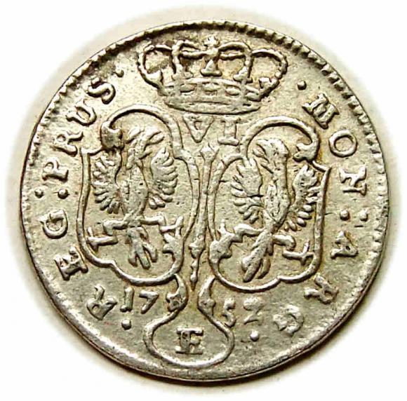 Szóstak 1752 Fryderyk II Wielki Prusy Królewiec (2)