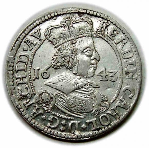 3 krajcary 1643 Ferdynand Karol Austria Tyrol Hall (1)