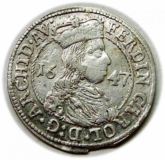 3 krajcary 1647 Ferdynand Karol Austria Tyrol Hall (1)