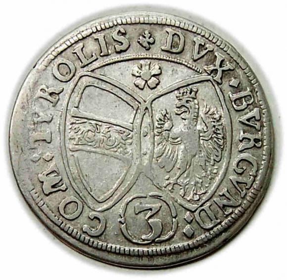 3 krajcary 1658 Ferdynand Karol Austria Tyrol Hall (2)