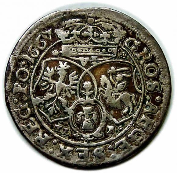 Szóstak 1667 Jan Kazimierz Bydgoszcz (2)