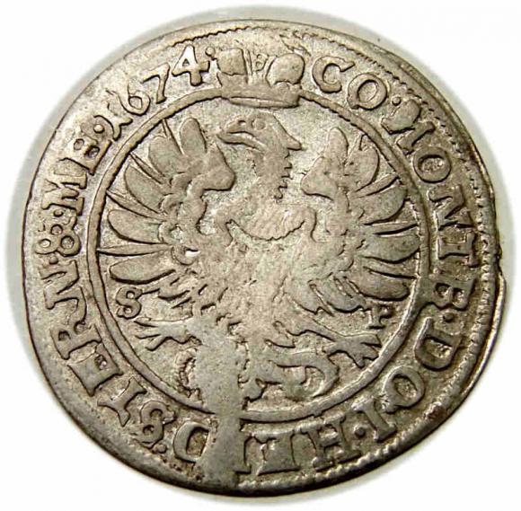 6 krajcarów 1674 Sylwiusz Fryderyk Witemberski Księstwo Oleśnickie Oleśnica (2)