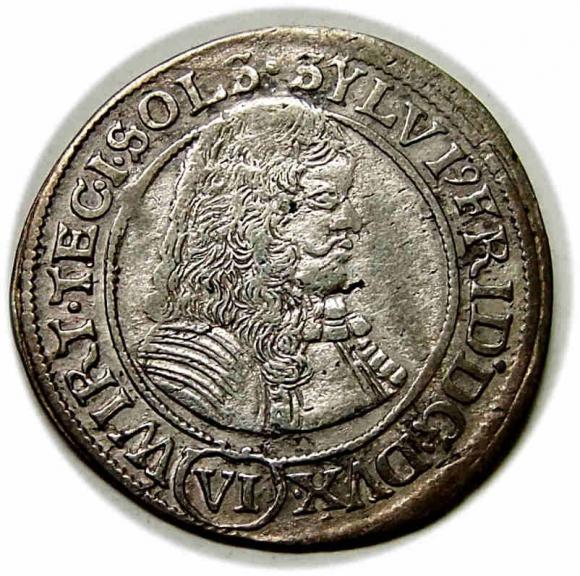 6 krajcarów 1674 Sylwiusz Fryderyk Witemberski Księstwo Oleśnickie Oleśnica (1)