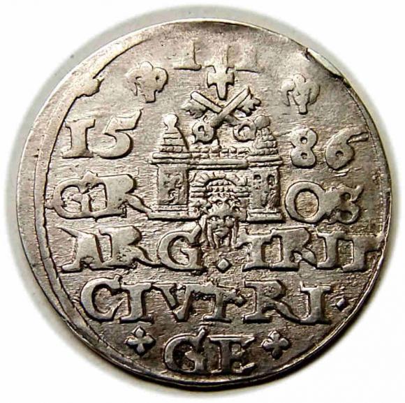 Trojak 1586 Stefan Batory Ryga (2)