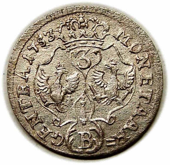 3 krajcary 1753 Fryderyk II Wielki Wrocław (2)