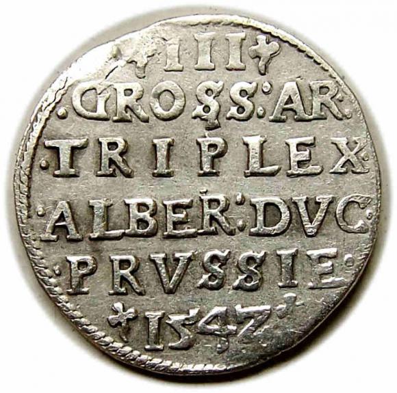 Trojak 1542 Albrecht Hohenzollern Księstwo Pruskie Królewiec (2)