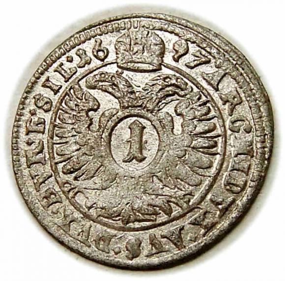 1 krajcar 1697 Leopold I Habsburg Opole (2)