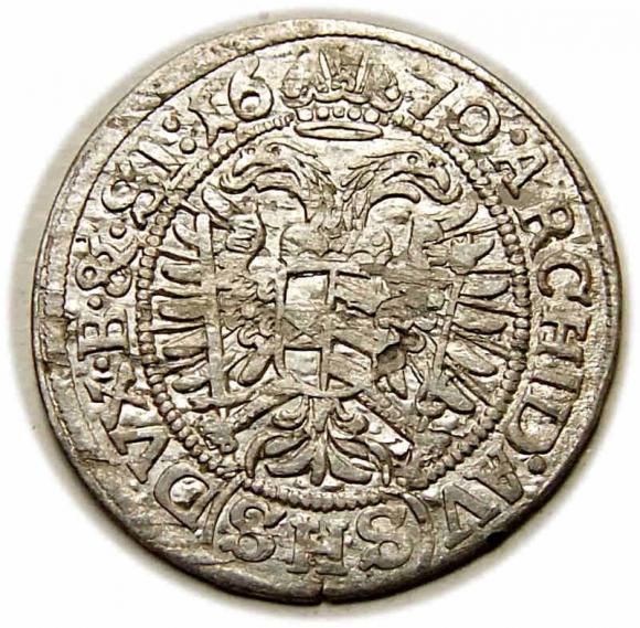 3 krajcary 1670 Leopold I Habsburg Wrocław (2)