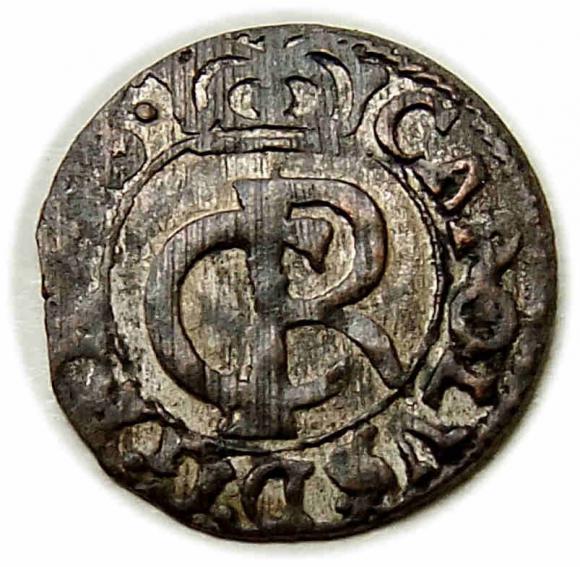 Szeląg 1662 Karol XI Inflanty Liwonia (1)