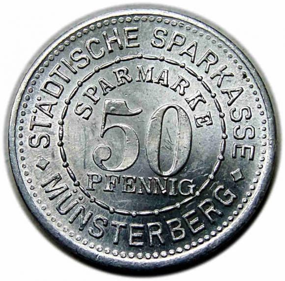 50 fenigów Bank Oszczędnościowy Ziębice / Munsterberg (1)