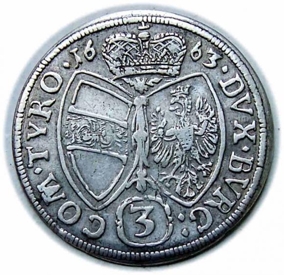 3 krajcary 1663 Zygmunt Franciszek Austria Tyrol Hall (2)