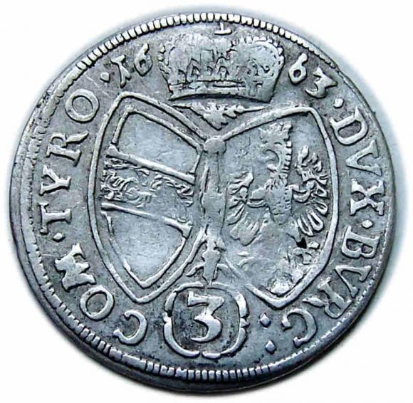 3 krajcary 1663 Zygmunt Franciszek Austria Tyrol Hall (2)