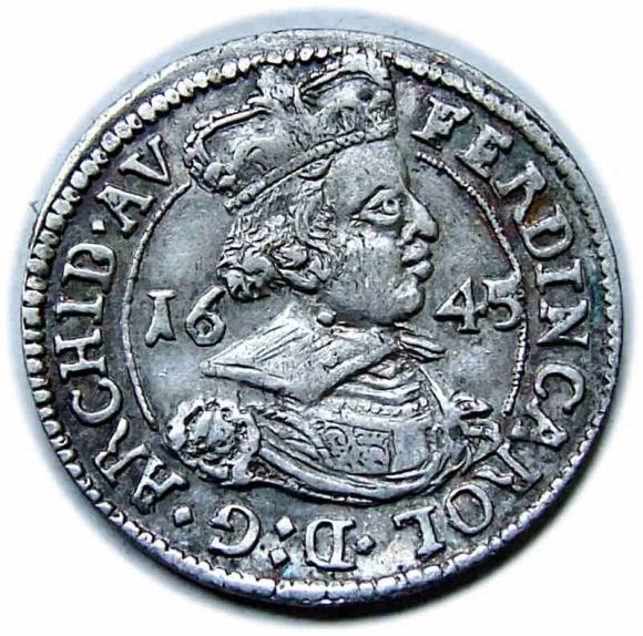 3 krajcary 1645 Ferdynand Karol Austria Tyrol Hall (1)