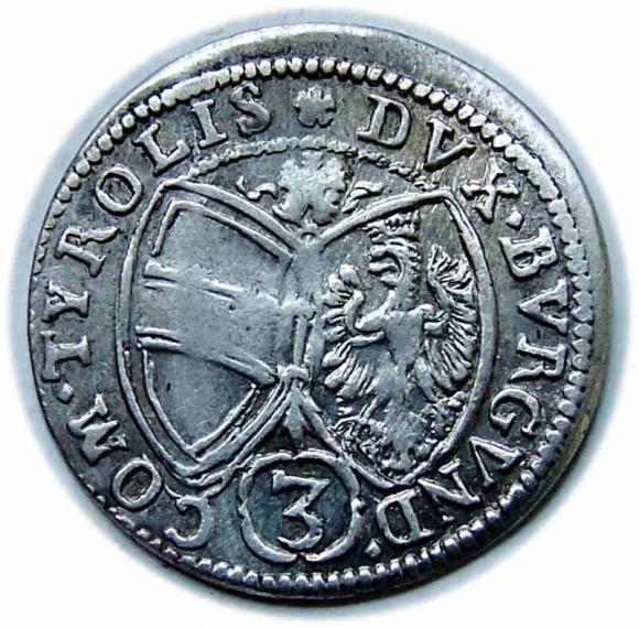 3 krajcary 1648 Ferdynand Karol Austria Tyrol Hall (2)