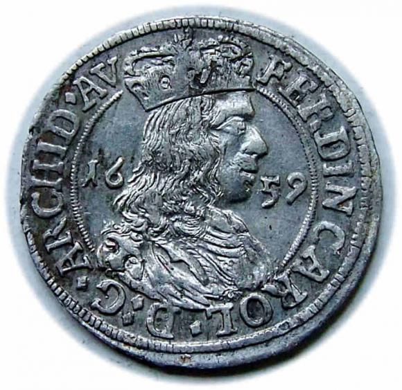 3 krajcary 1659 Ferdynand Karol Austria Tyrol Hall	 (1)