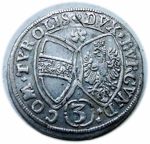 3 krajcary 1659 Ferdynand Karol Austria Tyrol Hall	 (2)