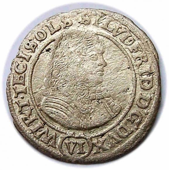 6 krajcarów 1674 Sylwiusz Fryderyk Witemberski Księstwo Ziębicko - Oleśnickie Oleśnica (1)