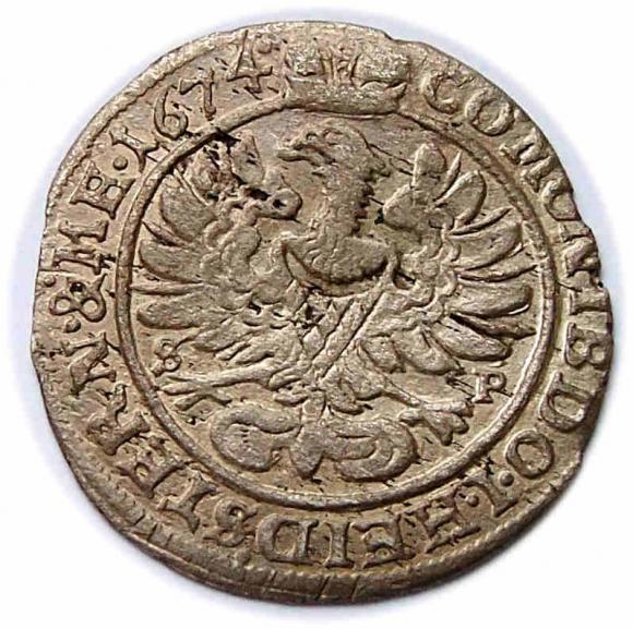 6 krajcarów 1674 Sylwiusz Fryderyk Witemberski Księstwo Ziębicko - Oleśnickie Oleśnica (2)