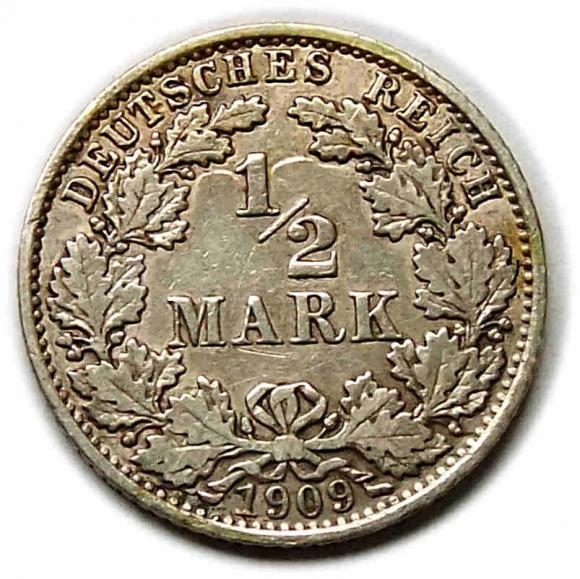 1/2 marki 1909 A Wilhelm II Hohenzollern Prusy Berlin (1)