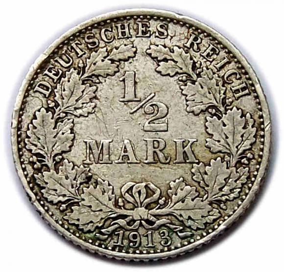 1/2 marki 1913 D Wilhelm II Hohenzollern Prusy Monachium (1)