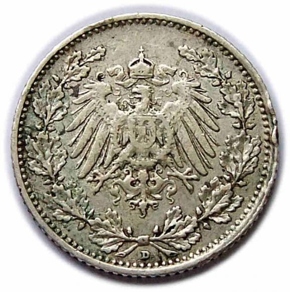 1/2 marki 1913 D Wilhelm II Hohenzollern Prusy Monachium (2)