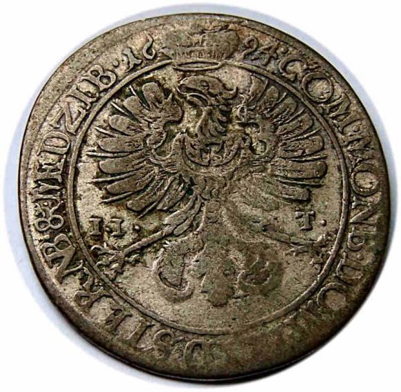 15 krajcarów 1694 Sylwiusz Fryderyk Witemberski Księstwo Oleśnickie Oleśnica (2)