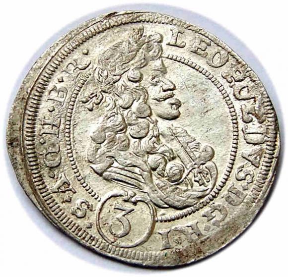 3 krajcary 1698 Leopold I Habsburg Wrocław (1)