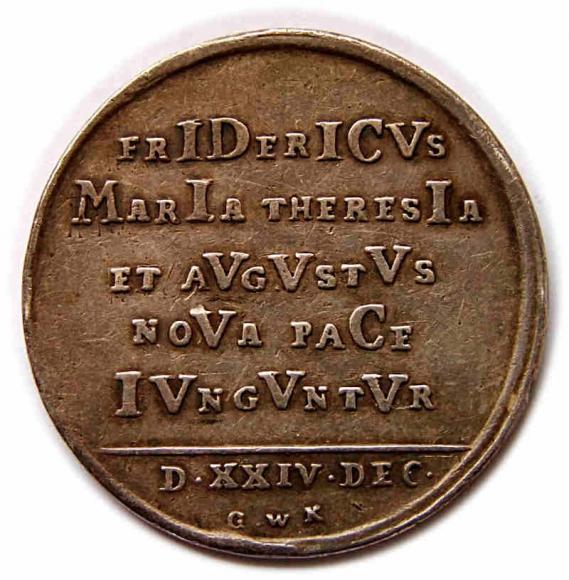 Medal 1745 Pokój w Dreźnie Fryderyk II Wielki Śląsk (2)