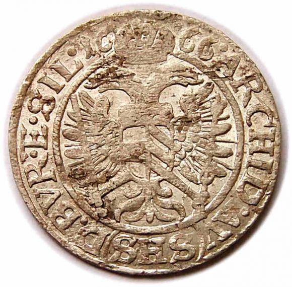 3 krajcary 1666 Leopold I Habsburg Wrocław (2)