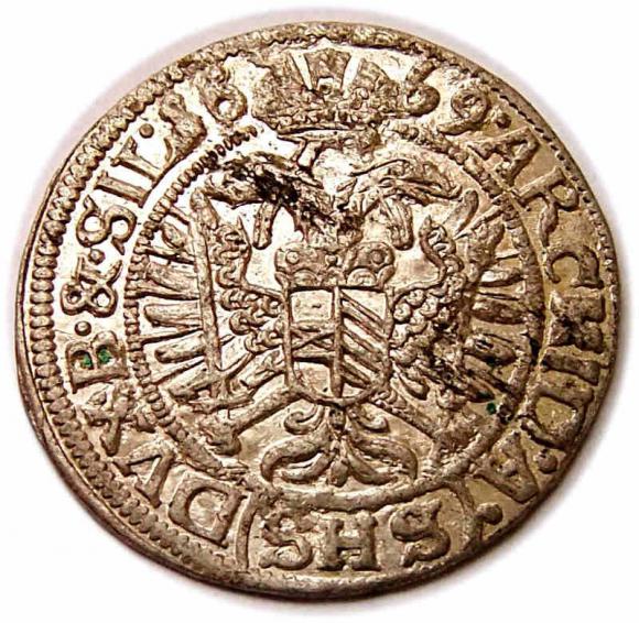 3 krajcary 1669 Leopold I Habsburg Śląsk Wrocław (2)