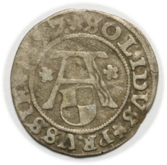 Szeląg 1557 Albrecht Hohenzollern Księstwo Pruskie Królewiec (1)