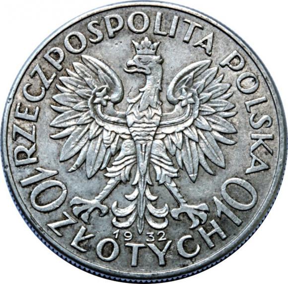 10 złotych 1932 Głowa Kobiety II RP Londyn (2)