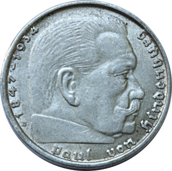 2 marki 1938 B Paul von Hindenburg Niemcy Wiedeń (1)