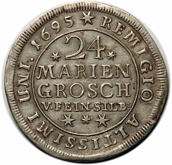 24 mariengroschen 1695 Rudolf August i Anton Ulryk Brunszwik - Wolfenbüttel (2)