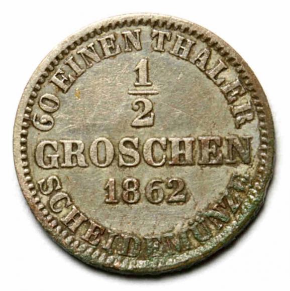 Półgrosz 1862 Jerzy V Hanower (1)