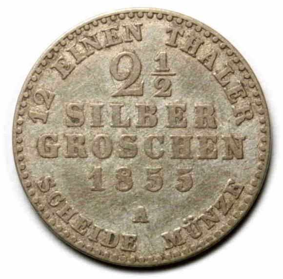 2 1/2 grosza srebrnego 1855 Fryderyk Wilhelm IV Niemcy Berlin (2)