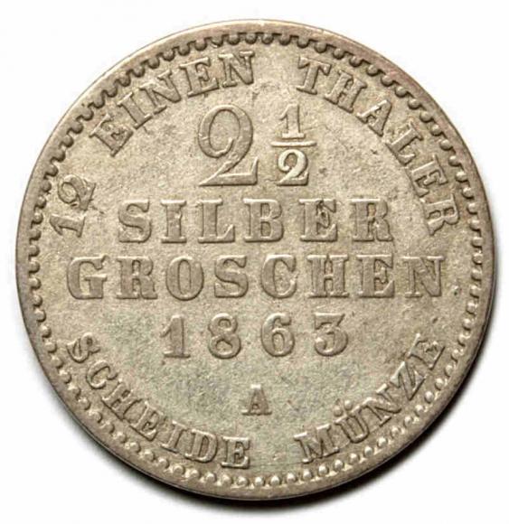 2 1/2 silber groschen 1863 Wilhelm I Hohenzollern Niemcy Berlin (2)