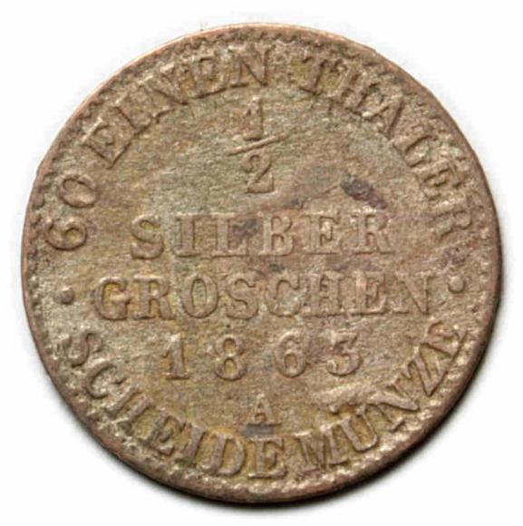 1/2 grosza srebrnego 1863 Wilhelm II Niemcy Berlin (2)