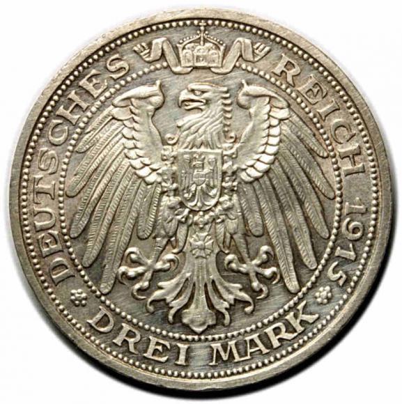 3 marki 1915 Fryderyk Franciszek IV Prusy Berlin (2)